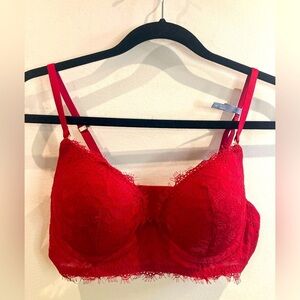 AERIE Sz 34C Padded Deep Plunge Adjustable Straps and Back J-Hook Lace Bra NEW